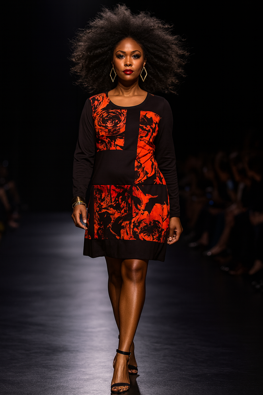 Midnight Ember Patchwork Dress