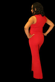 Red Night On The Town Studded Jumpsuit