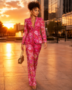 PS8 3D Floral Embroidered Blazer Pants Suit Women