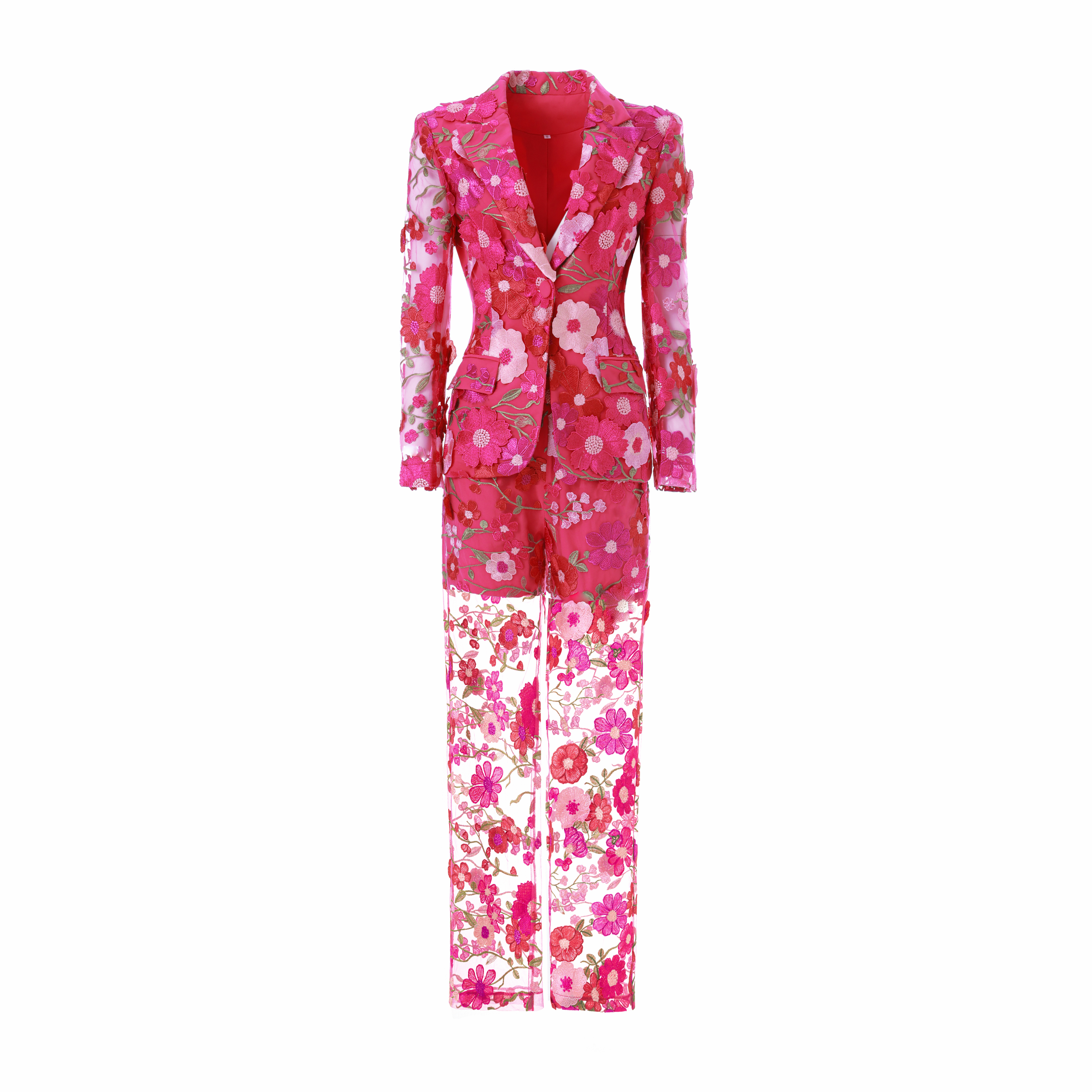 PS8 3D Floral Embroidered Blazer Pants Suit Women