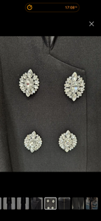 Crystal-Button Tuxedo Gown