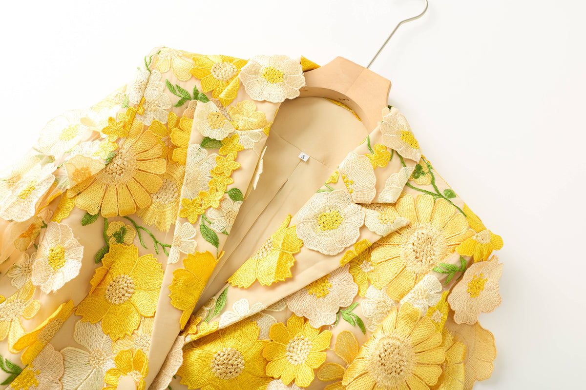 PS8 3D Floral Embroidered Blazer Pants Suit Women