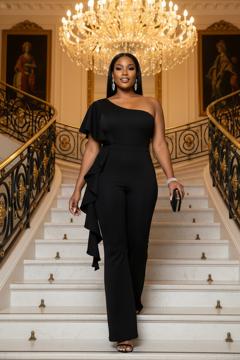 Black Ash Ruffle Jumpsuit