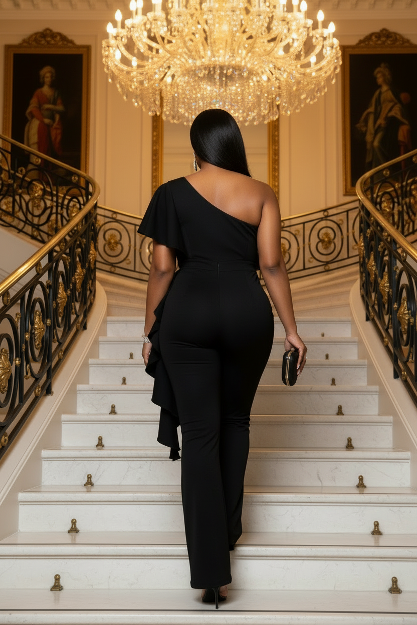 Black Ash Ruffle Jumpsuit