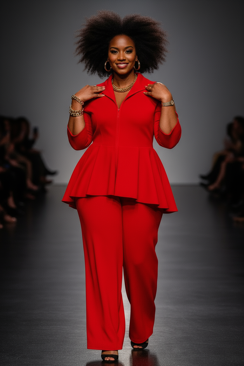 Scarlet Peplum Zip Jacket & Pants Set