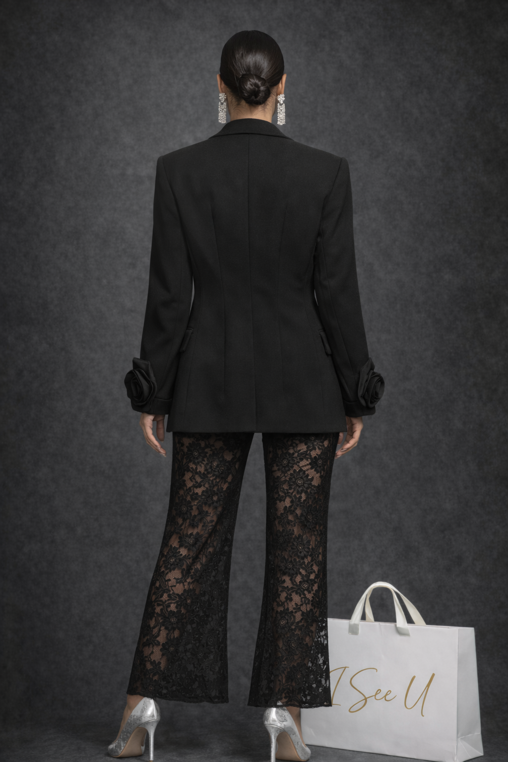 Double Brested Flower Sleeve Blazer