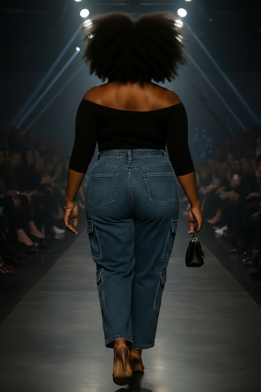 Multi-Cargo Wide-Leg Denim Pants