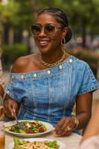 Denim Print Midi Dress