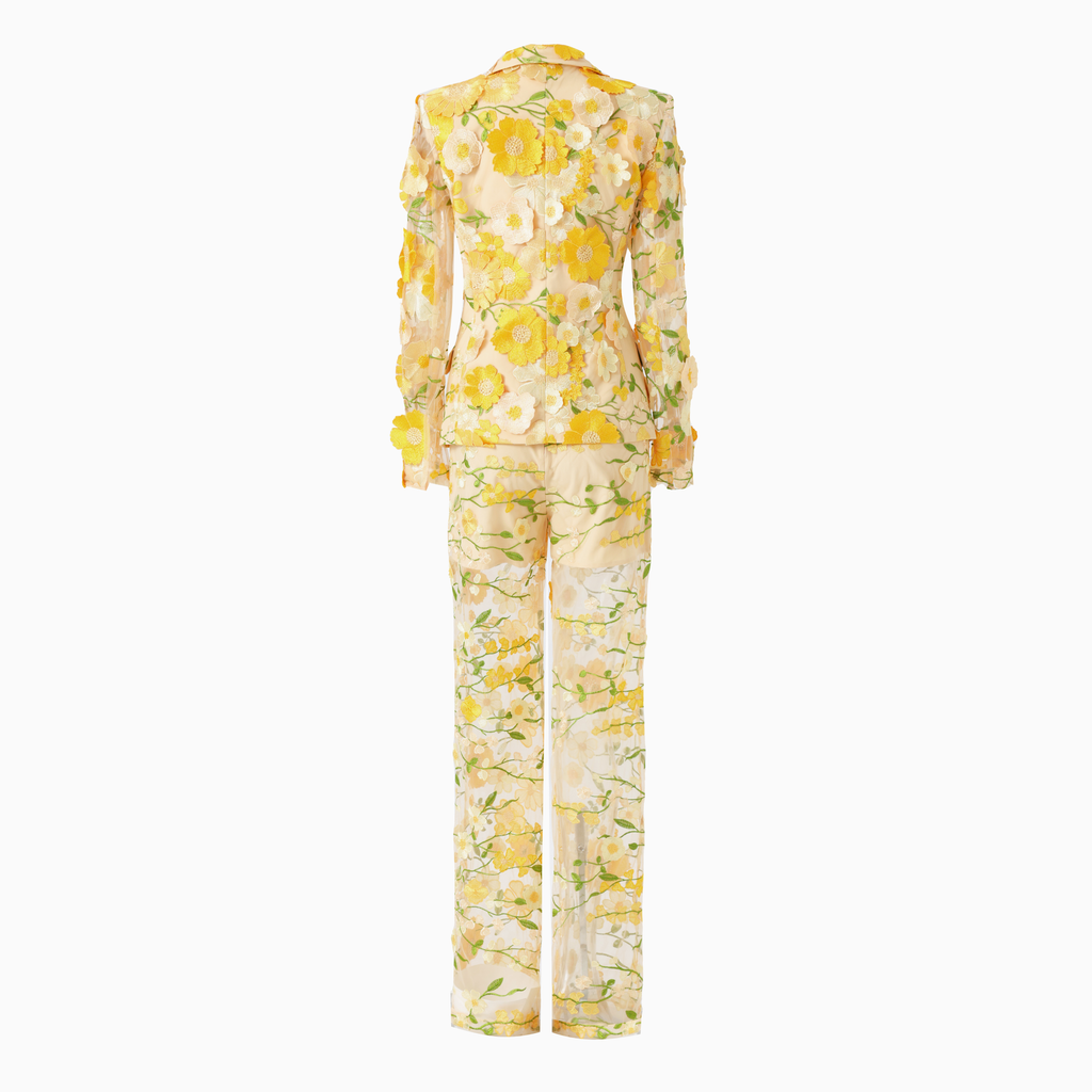 PS8 3D Floral Embroidered Blazer Pants Suit Women