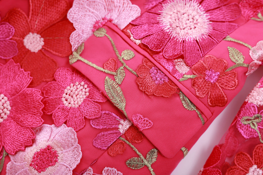 PS8 3D Floral Embroidered Blazer Pants Suit Women