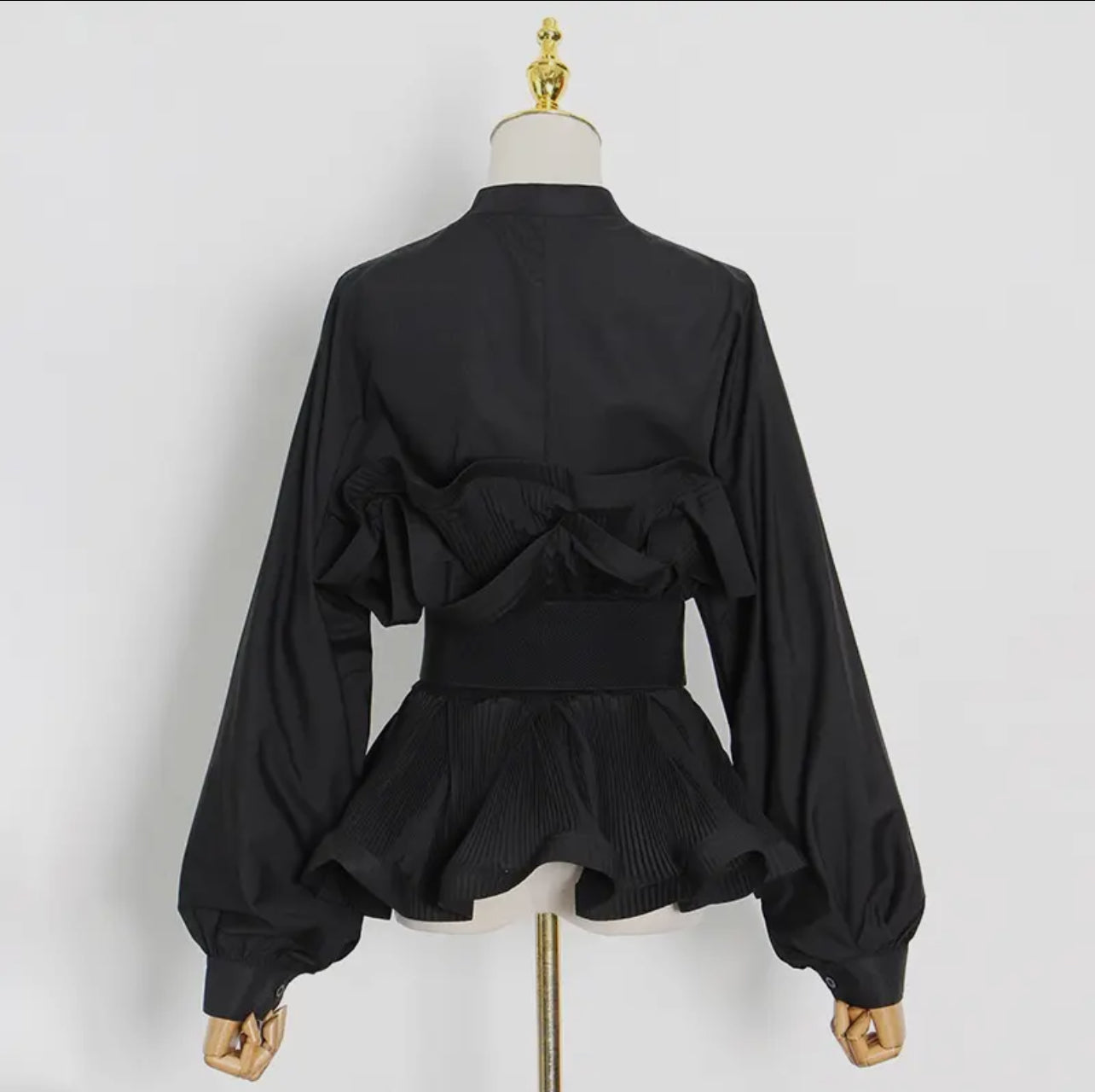 Ruffle Statement Belted Blouse