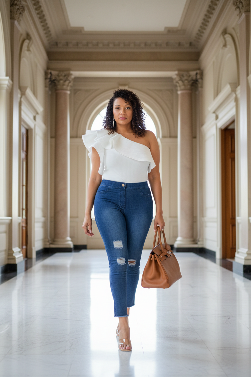 White Ruffle Bodysuit