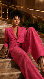 Pinkish Rhinestone Pantsuit