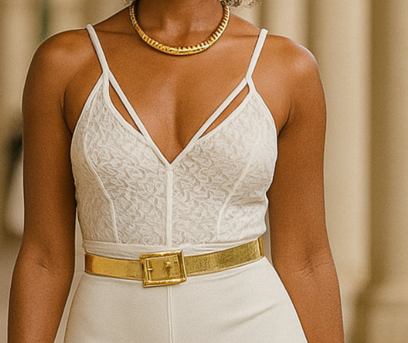 #LACE TOP SPAGHETTI STRAP JUMPSUIT