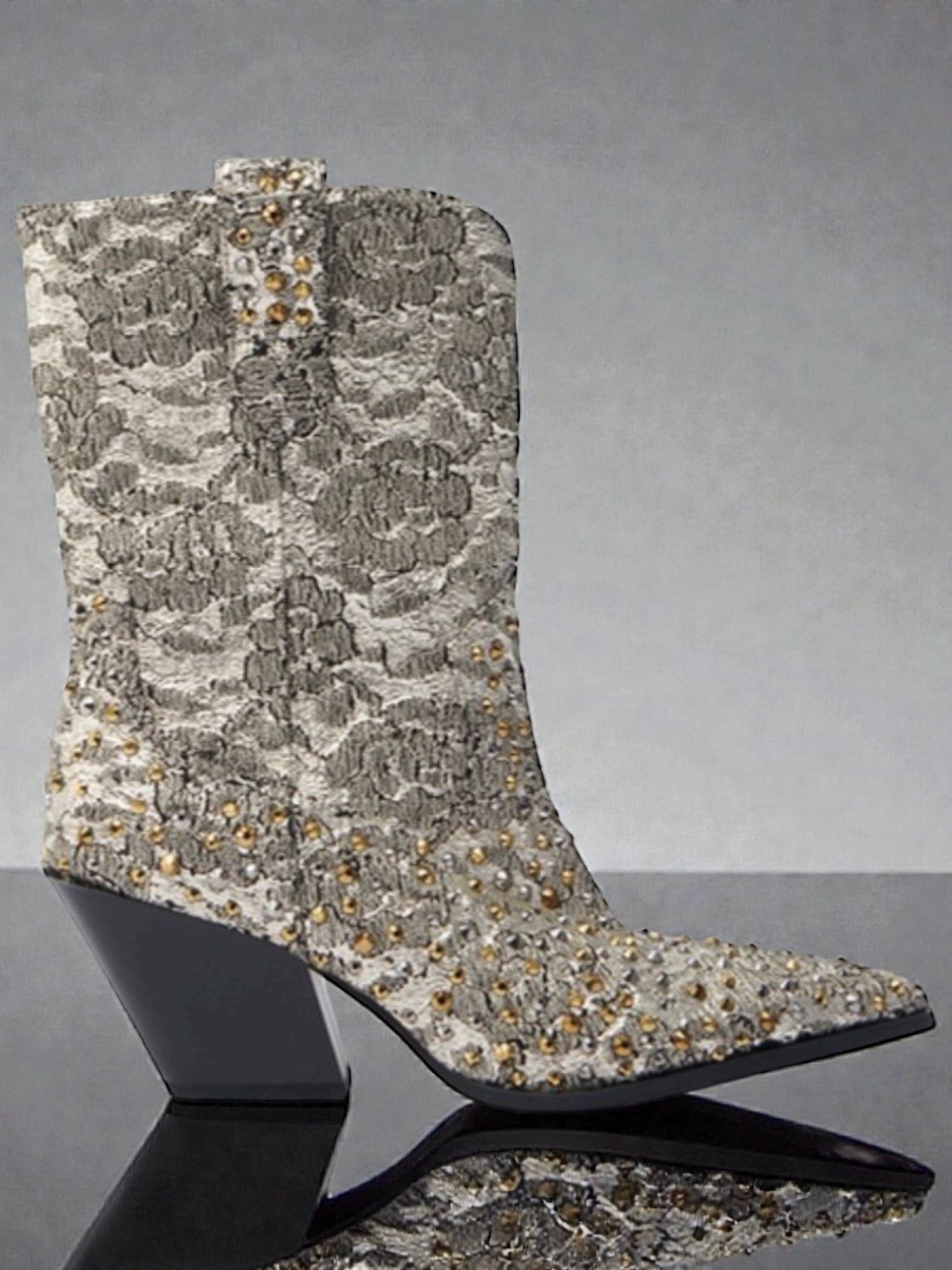 Zirenne Studded Floral Brocade Western Booties AZALEA WANG