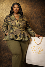 Command in Camo Peplum Blazer