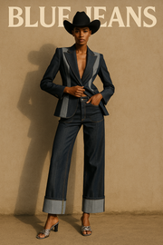Western Luxe Denim Pants – Deep Blue