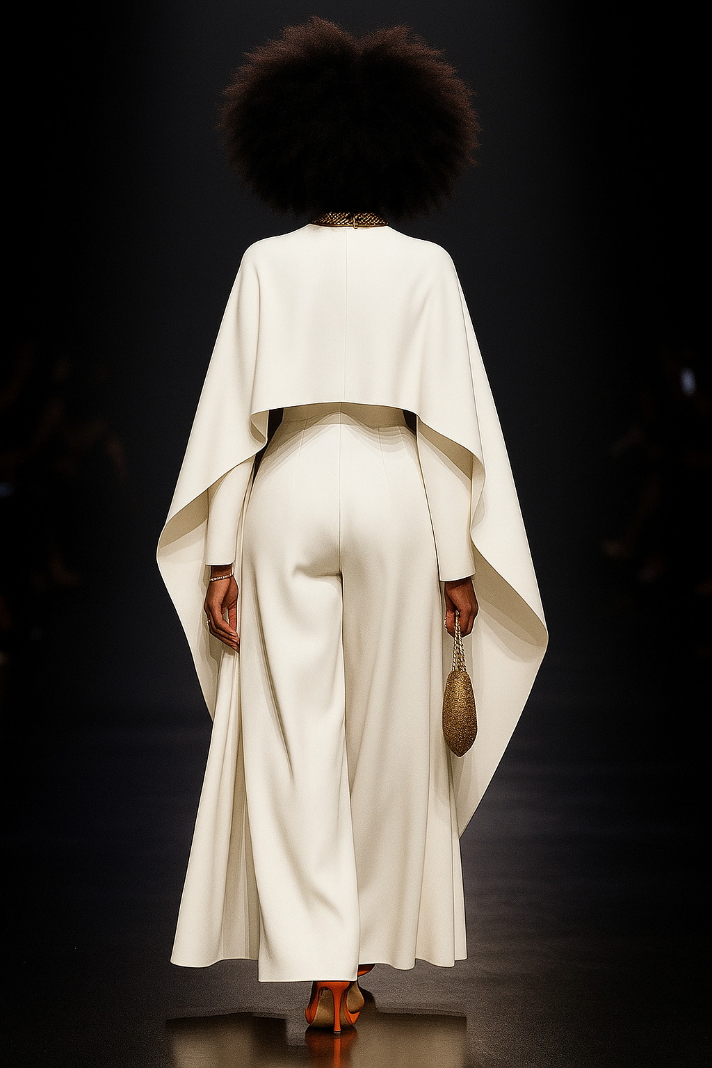 Beige Cape-Overlay Jumpsuit