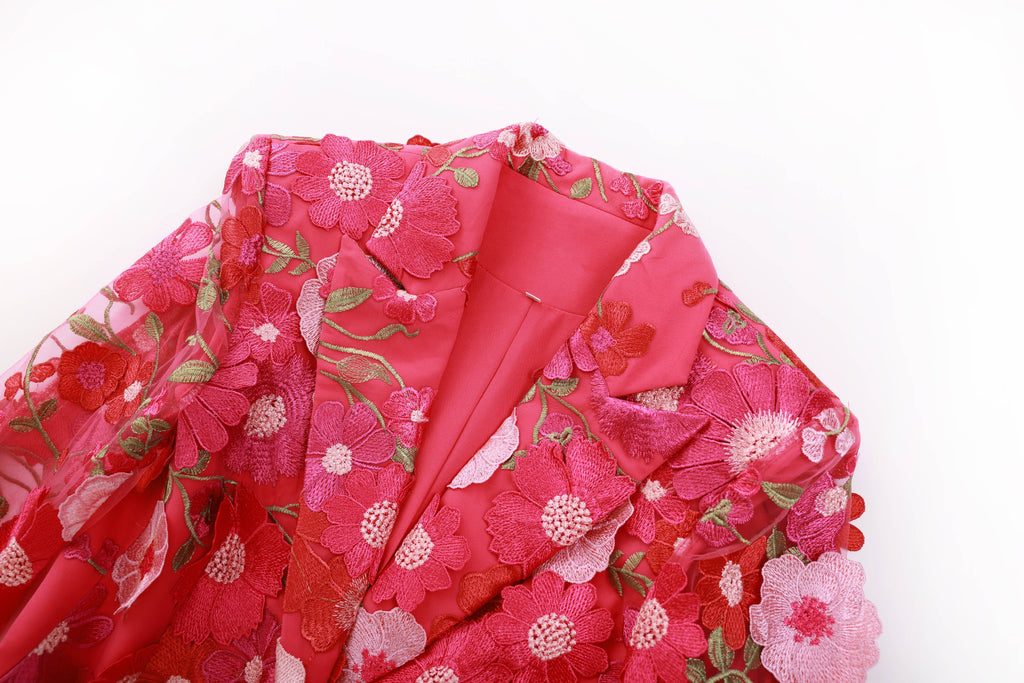 PS8 3D Floral Embroidered Blazer Pants Suit Women