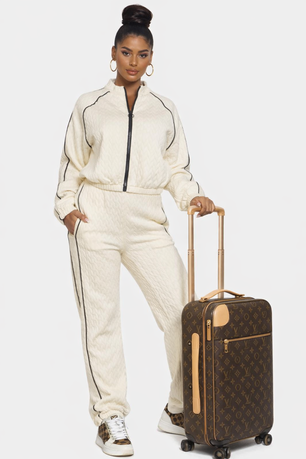 Quilted Contrast Track Set