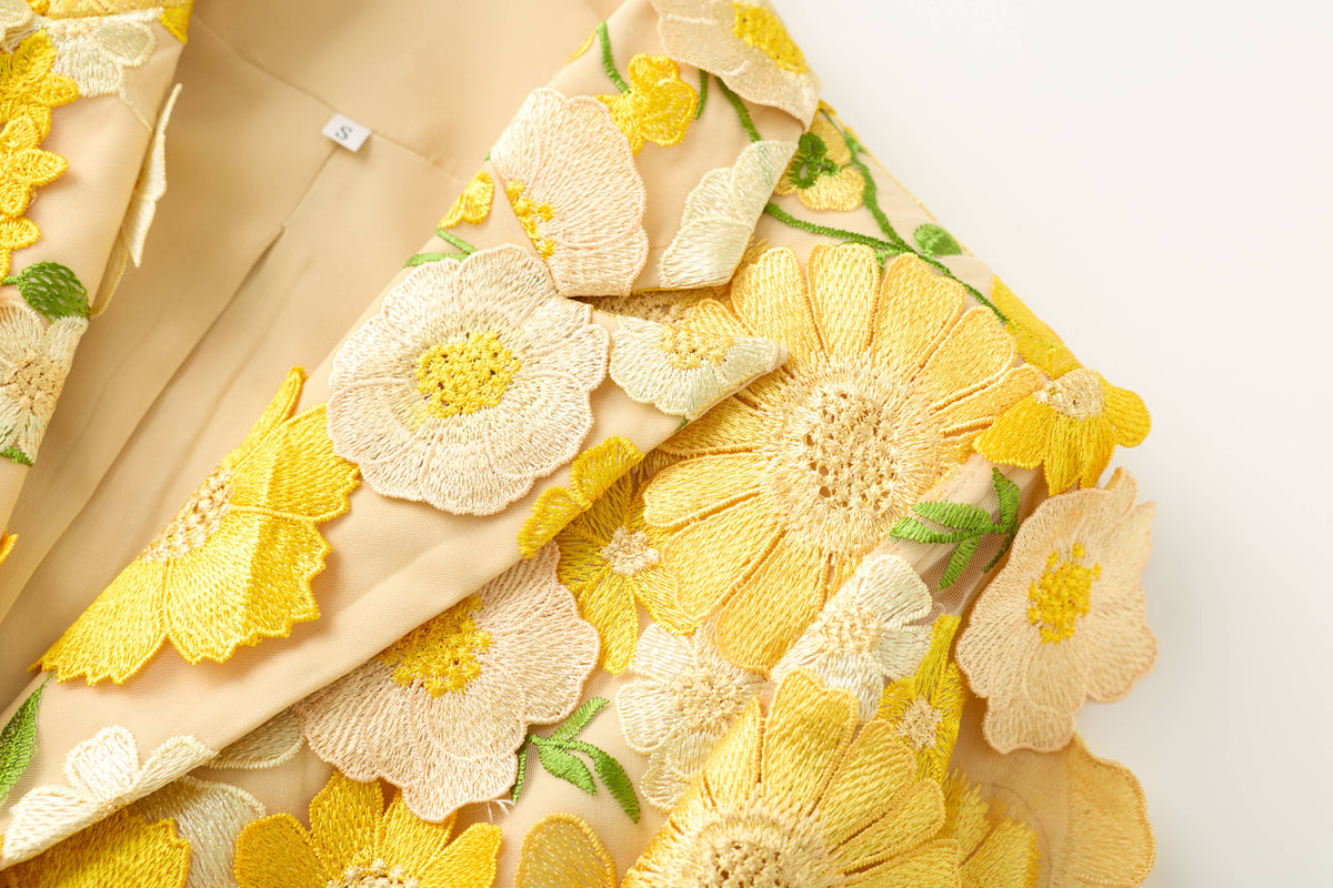 PS8 3D Floral Embroidered Blazer Pants Suit Women