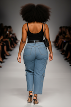 Encore Light Wash Cargo Jeans