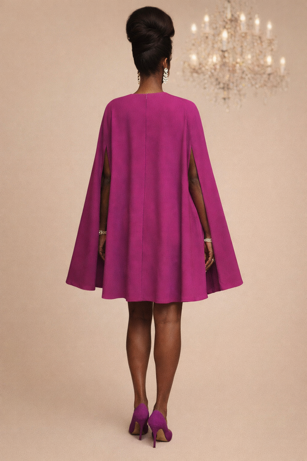 Magenta Majesty Cape Dress