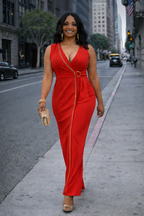 Red Night On The Town Studded Jumpsuit