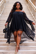 Flowy Chiffon High-Low Off-The-Shoulder Dress