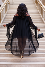 Flowy Chiffon High-Low Off-The-Shoulder Dress