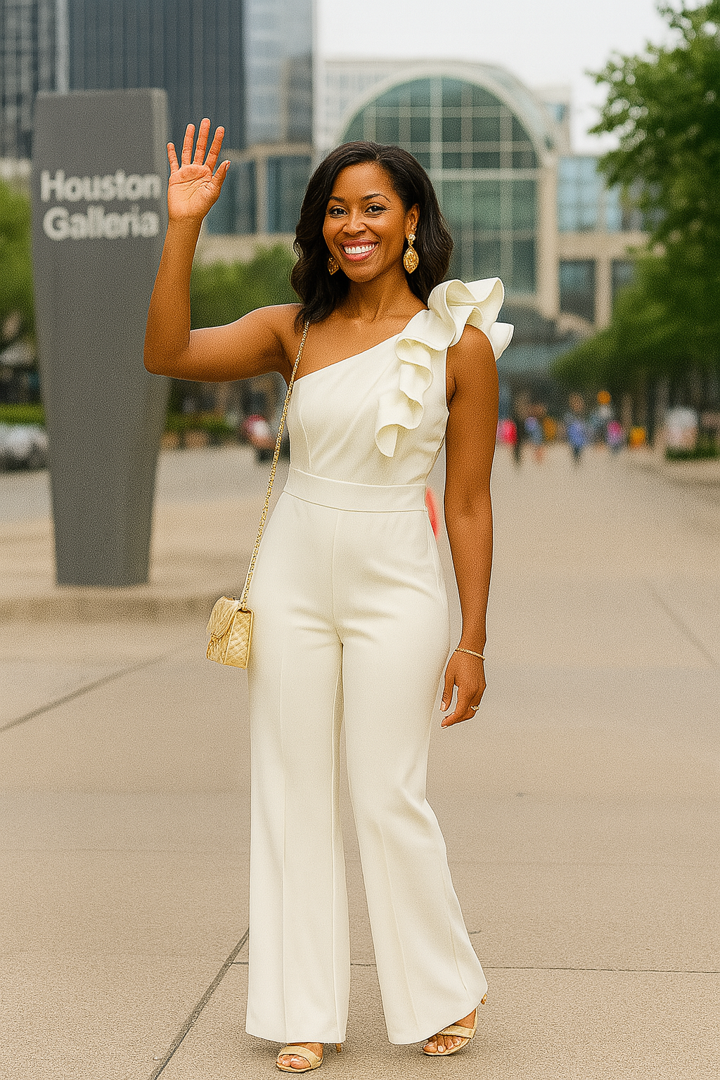 Ivory One Shoulder Ruffle Jumpsuit