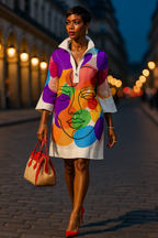 Color Figure Printed Mini Dresses