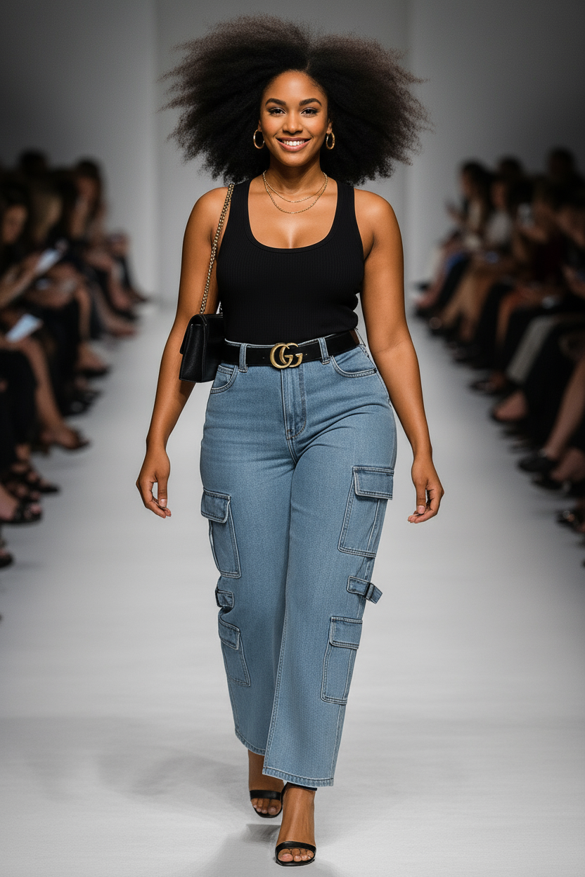 Encore Light Wash Cargo Jeans