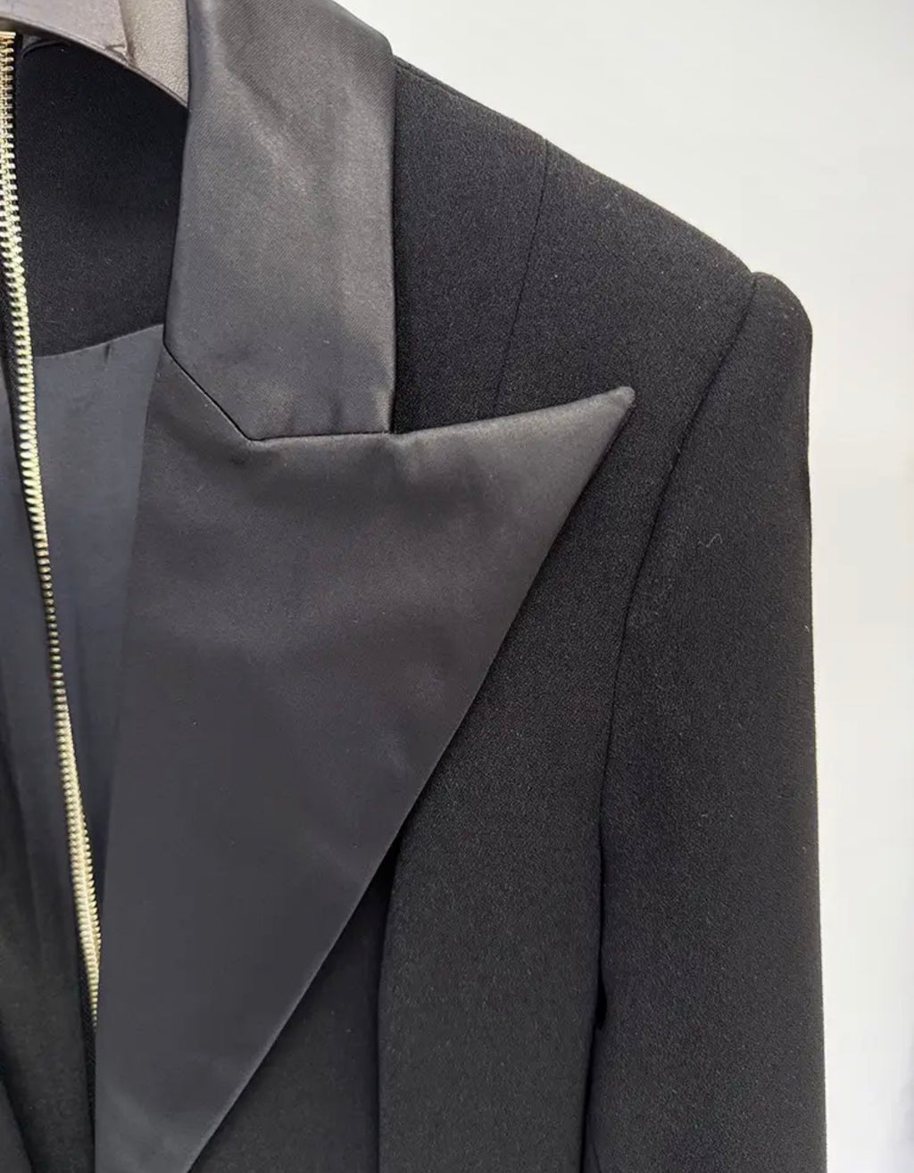 Crystal-Button Tuxedo Gown