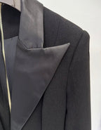 Crystal-Button Tuxedo Gown
