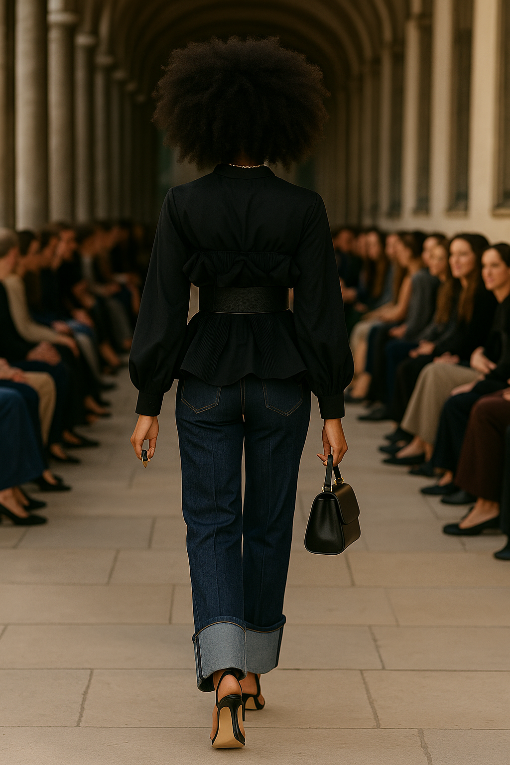 Ruffle Statement Belted Blouse