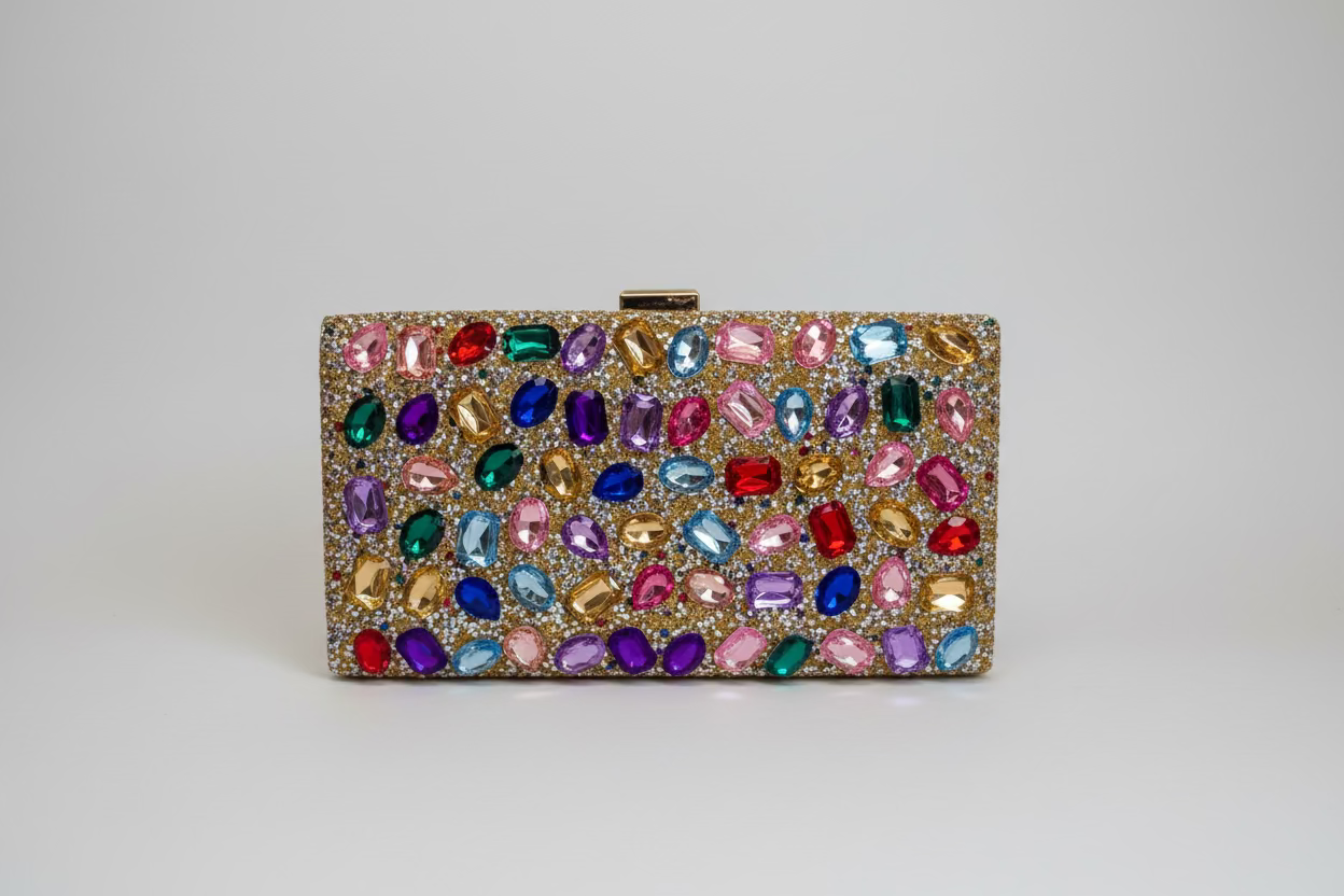 Multicolor Jewel Box Clutch
