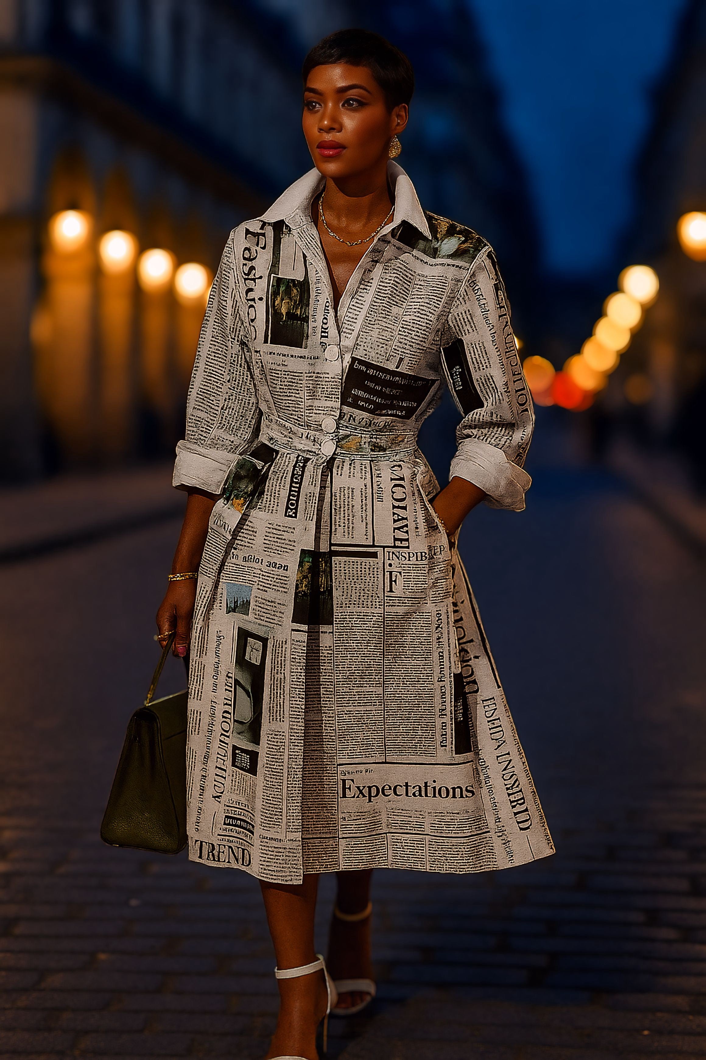 Front Page Fierce Midi Dress with Pockets