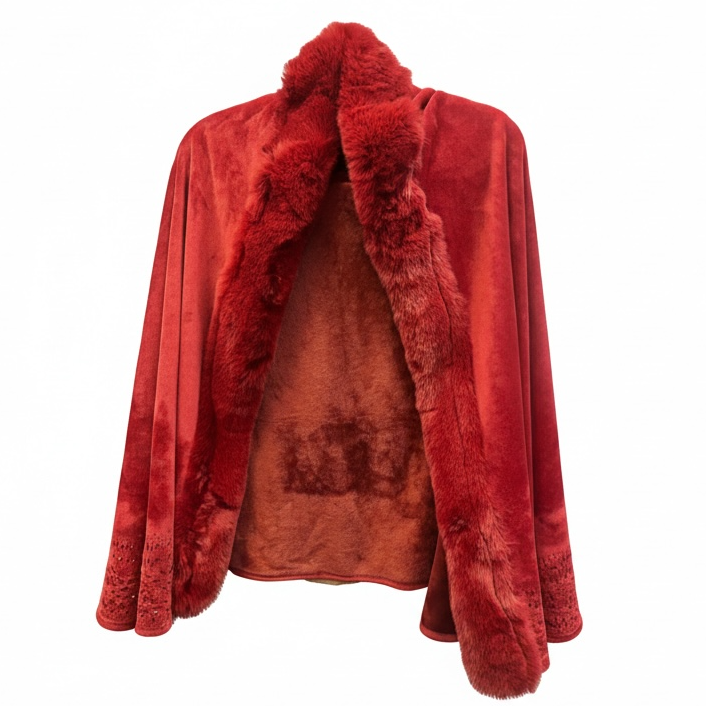 Scarlet Luxe Faux-Fur Trim Shawl