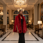 Scarlet Luxe Faux-Fur Trim Shawl