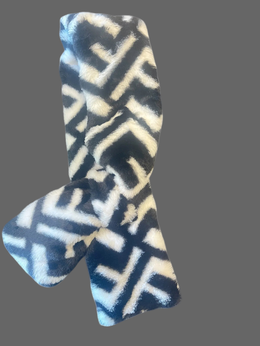 Black and White Faux Fur Scarf