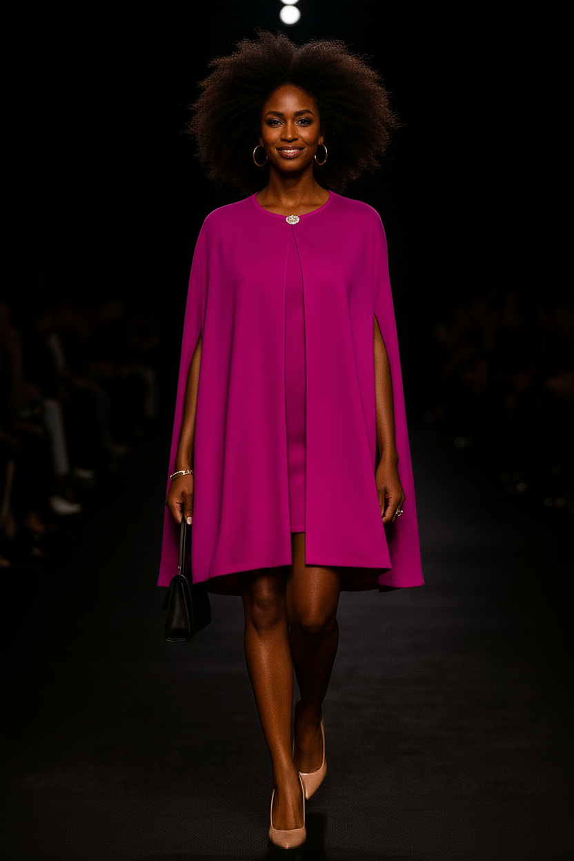 Magenta Majesty Cape Dress