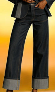 Western Luxe Denim Pants – Deep Blue