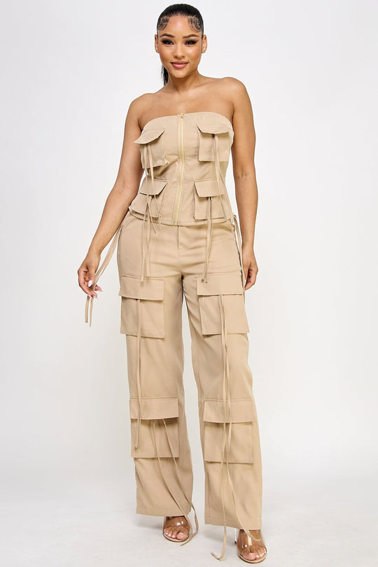 CARGO STYLE PANTS WITH BUSTIER TOP