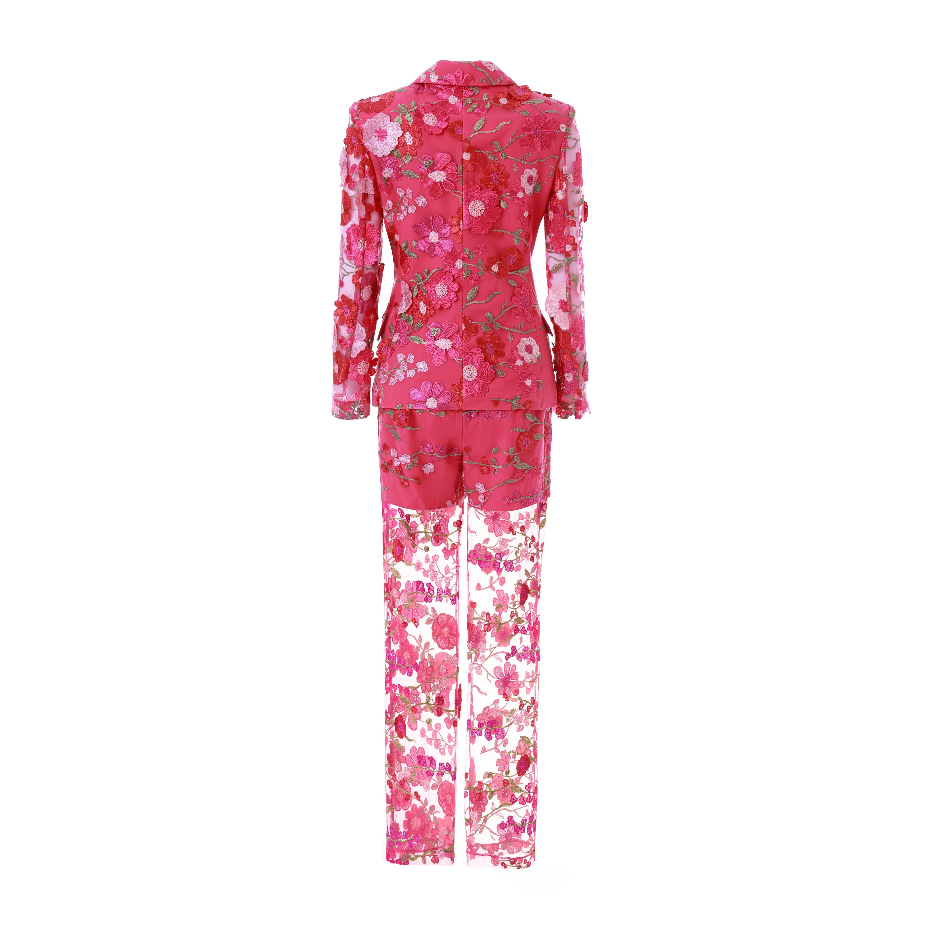 PS8 3D Floral Embroidered Blazer Pants Suit Women