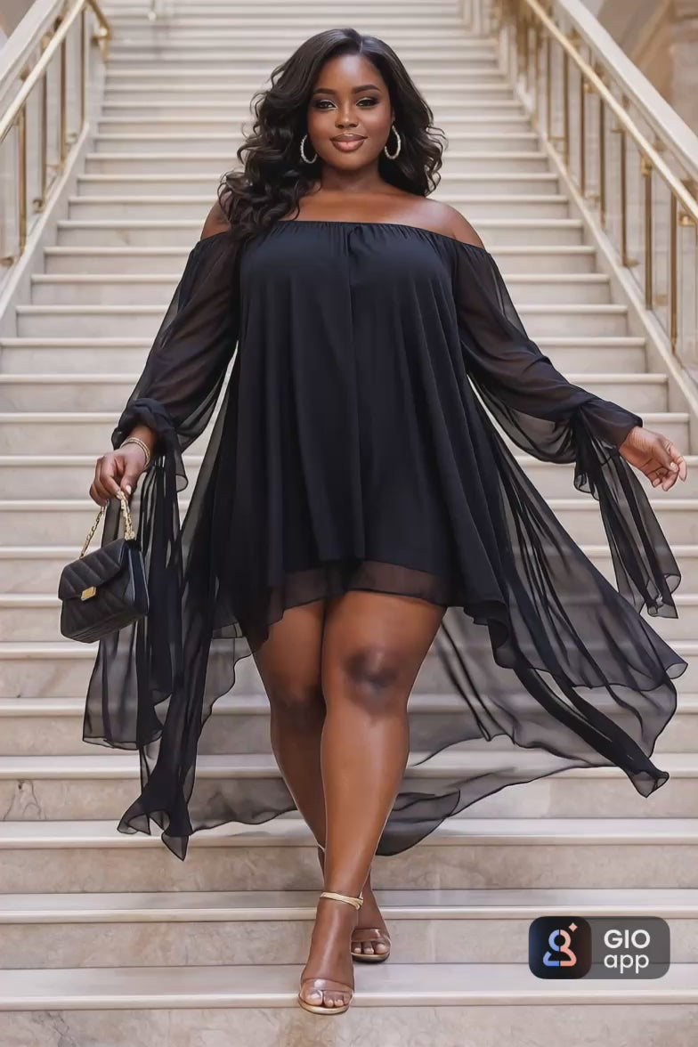 Flowy Chiffon High-Low Off-The-Shoulder Dress