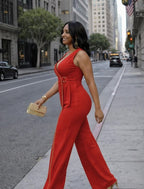 Red Night On The Town Studded Jumpsuit