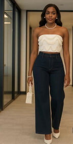Pearl Fringe Strapless Top
