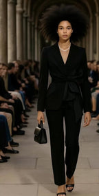 Aria V-Neck Bowknot Suit Jacket