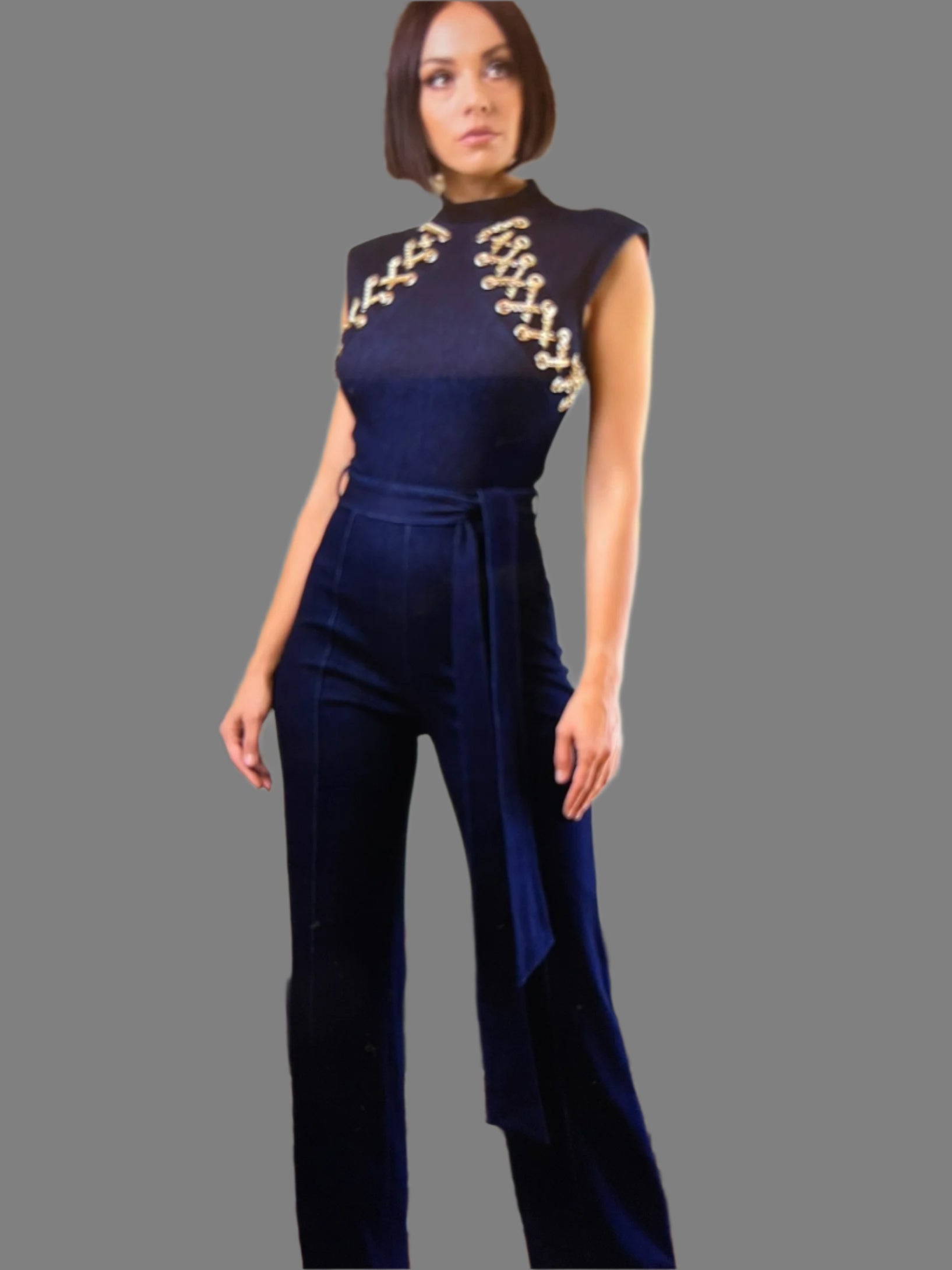 Blue Jean Tie Jumpsuit